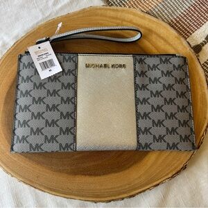 Michael Kors Black and Silver Wristlet NWT
